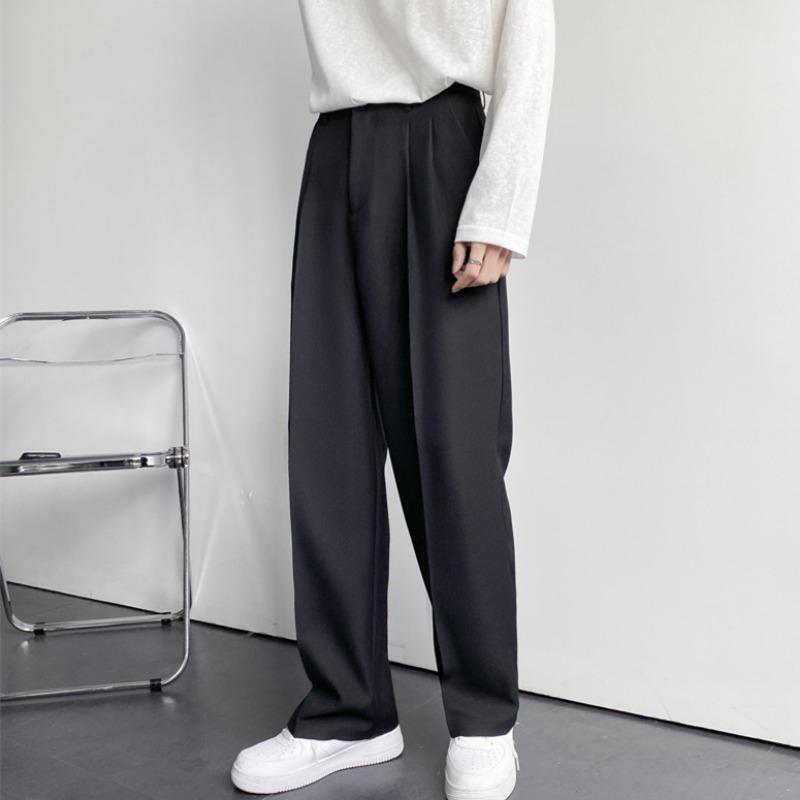 2024 New Men White Straight Pants Fashion Korean Loose Suit Trousers Casual Draped Baggy White Wide Pant Male Streetwear