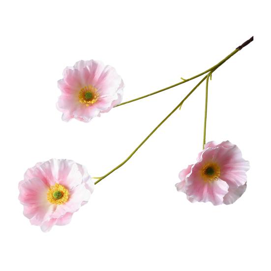 3 Heads Full Blooms Artificial Flower Real Touch Fake Silk Flower Branch with Long Stem for Home Kitchen Party Table Centerpiece