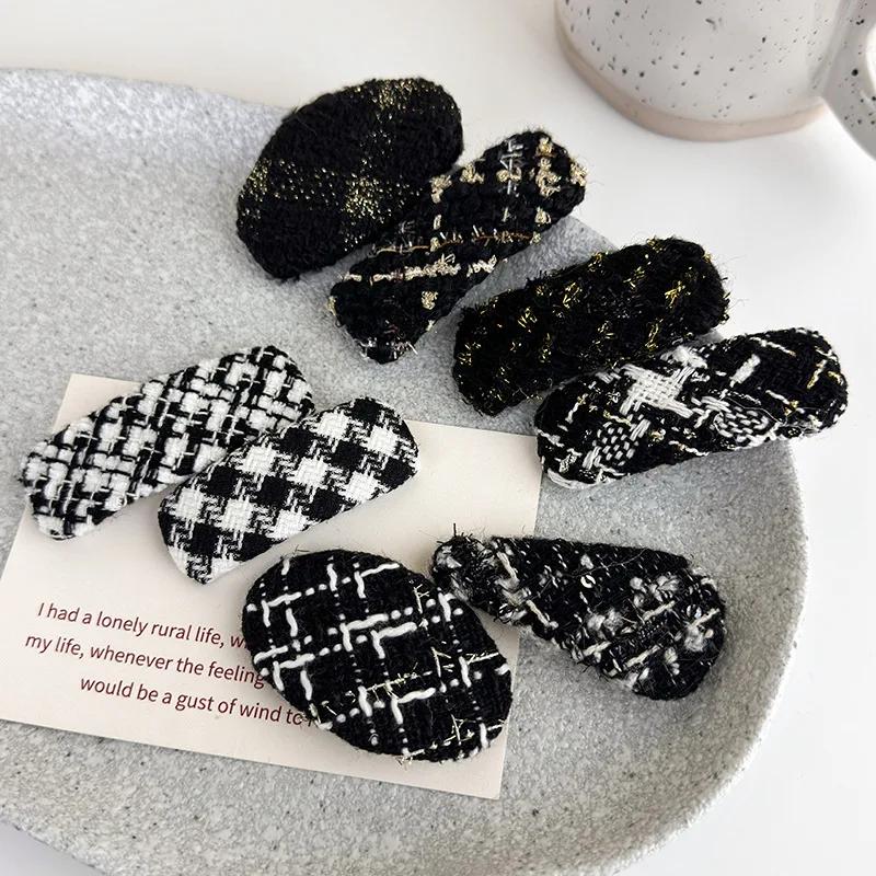 

8Pcs/Set Hair Clips Autumn/winter Tweed Check Geometry Hairpins for Woman Girls Sweet Barrettes Child Cute Hair Accessories Gift
