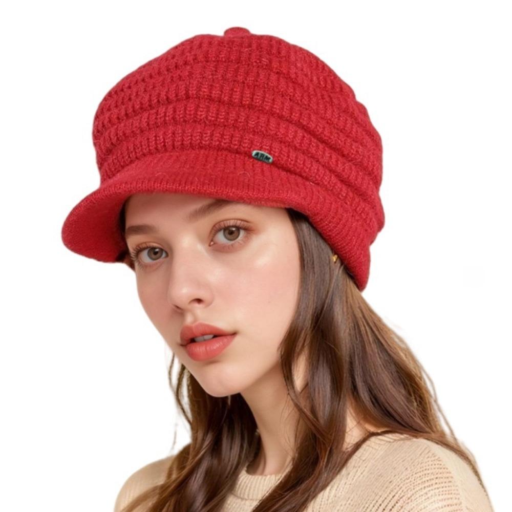 Solid Color Beanie Cap Wool Snow Ski Caps Fashion Newsboy Beret  Winter