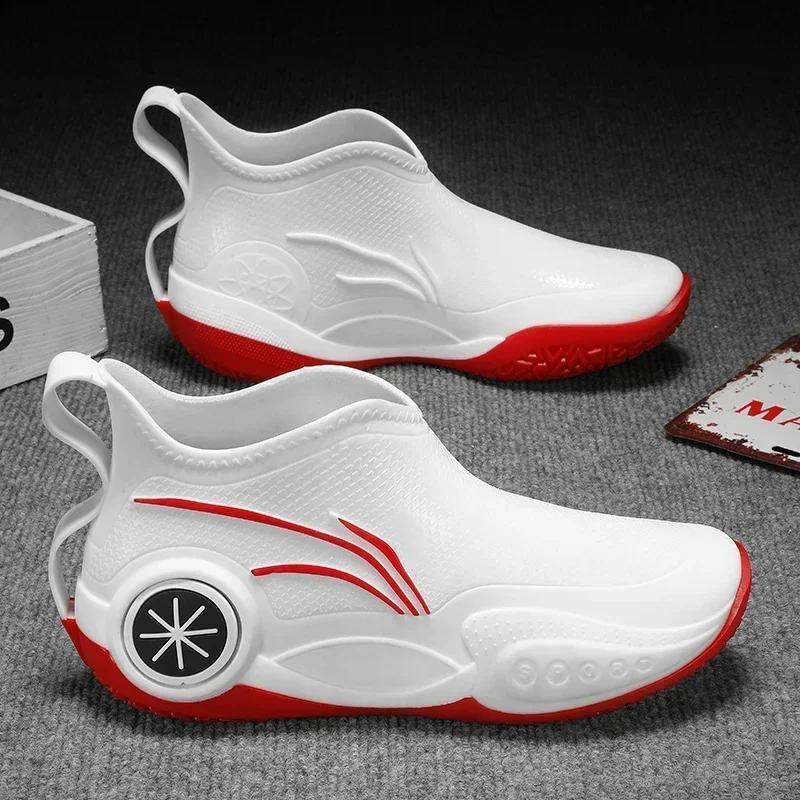 Fashion High Quality Men's Rain Boots Fashionable Trendy All-match Rain Boot Anti-slip Outdoor Work Boot for Men Anti-slip Fishing Shoe