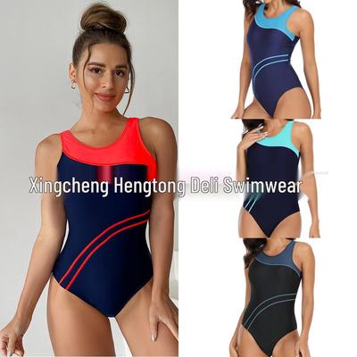 Maillot de bain triangle une pièce colorblock sportif pour femmes – Maillot de bain de course professionnel (Style européen et américain)