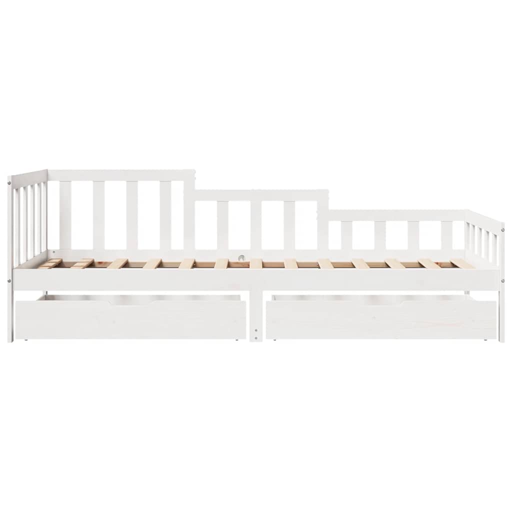 Daybed with Drawers White 80x200 Cm Pine Wood