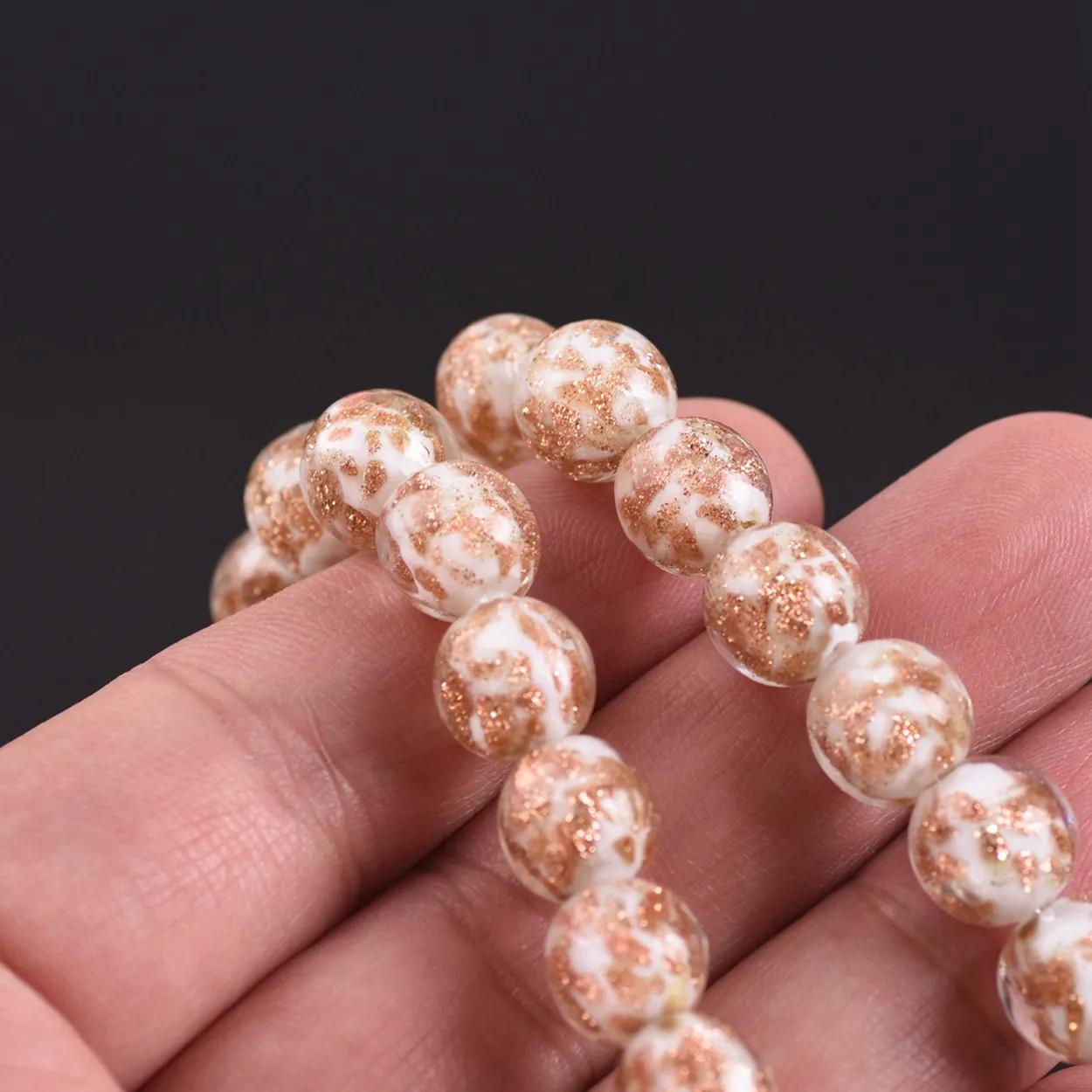 

10 шт. Круглые 8 мм 10 мм 12 мм Фольгированные Лэмпворк Стеклянные Свободные Бусины для DIY Поделок Ювелирных Изделий Браслетов Аксессуары 10mm-10pcs