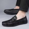 Men's Shoes Doudou Shoes Driving Shoes Spring and Summer Low-top Foot Plaid Leather First Layer Cowhide Surface Flat-soled Casual Shoes Leather Shoes