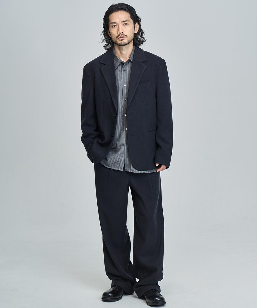 PRAIRIE Wool Relaxed Fit Slacks (Dark Navy)