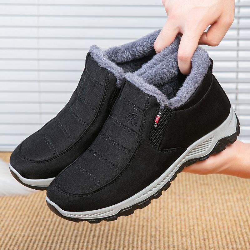 Winter alte nördliche Stoffschuhe Herren High-Top Schneestiefel Baumwollschuhe Damen Samt warm rutschfest weiche Sohle Mittelalterliche und ältere Vaterschuhe
