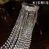 Exaggerated Sparkling Diamond Fringed Tiara Long Fringed Chain Hair Accessory Spring Clip Ponytail