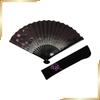 Used [New] [Hasegawa] Kyoto Fan "Kikyou" Double-sided Pattern, Handmade by Kyoto Craftsmen, Black Fan, Embroidered, Fan Bag Included, Paper Box 1