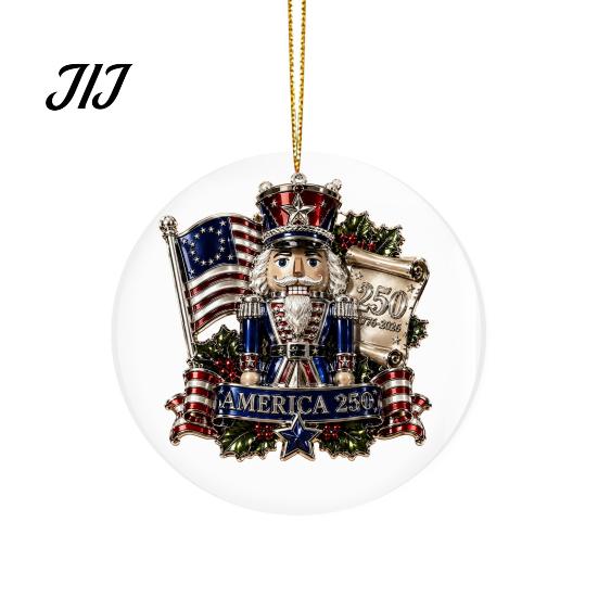 Office Christmas Holiday Decor 250th Anniversary Acrylic Hanging Ornament, Double Side Printed Festive Indoor Outdoor Seasonal Ornament for