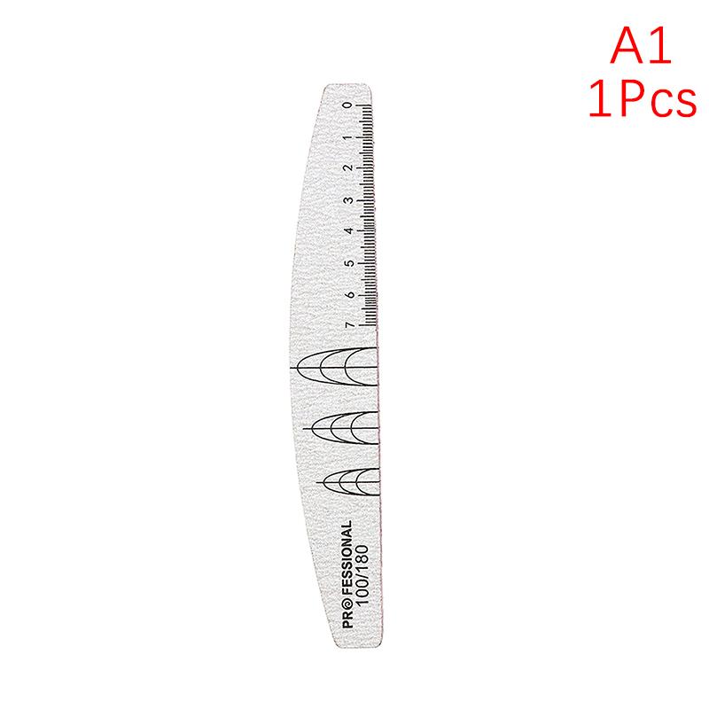 1Pcs Nail File Wooden Half Moon Wear Resist Professional Sandpaper Double With Scale Nail Files Polishing Tools