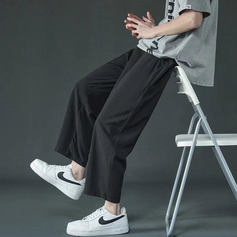 Nine-point Wide-leg Trend Drooping Feeling Casual Straight Ice Pants, West Pants Men's 2026 Summer Thin Sports Trousers