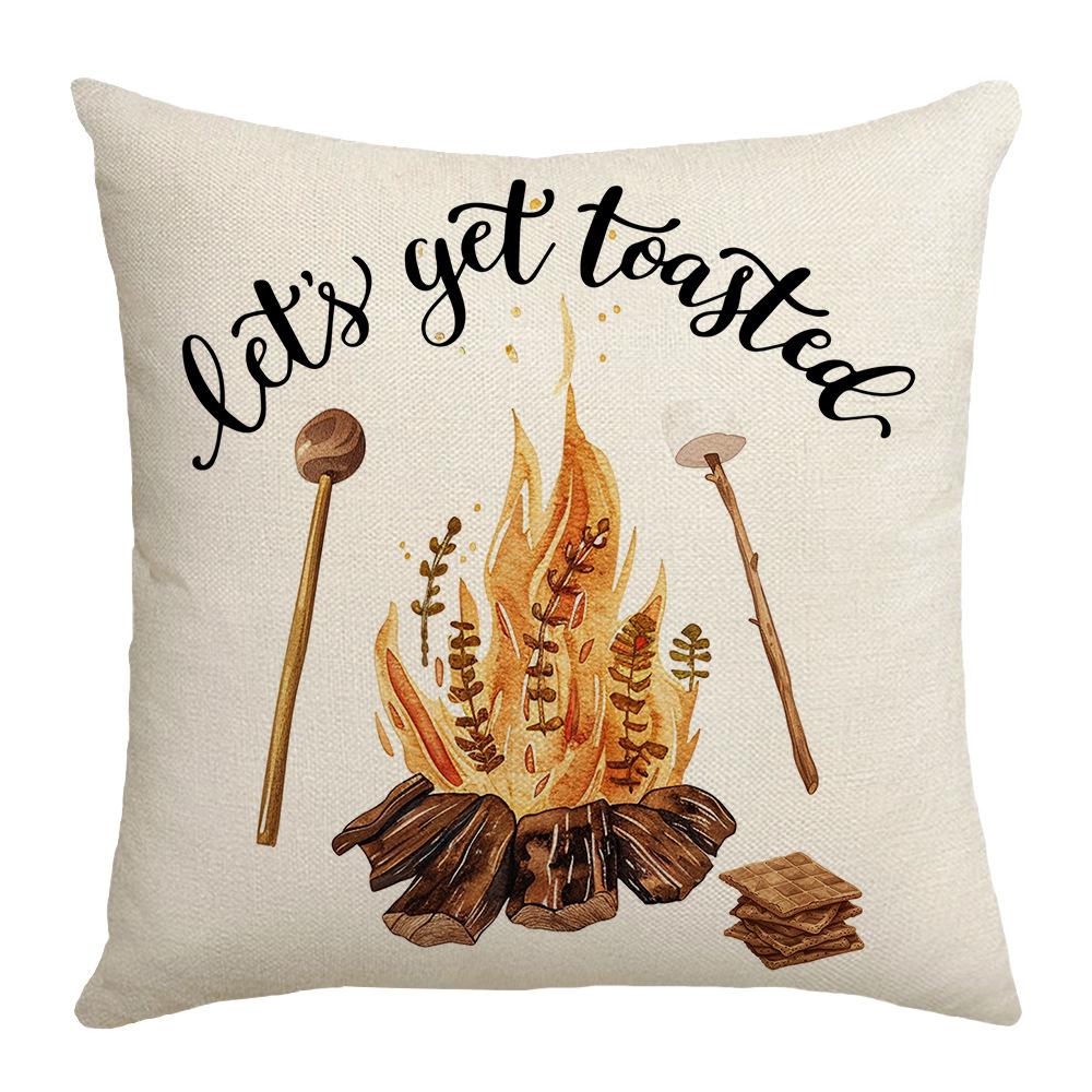 Plant Letter Print Pillow, Sofa Pillow Cover, Car Waist Protector, Bedside Cushion Cover, Cartoon Hand-painted Pillow