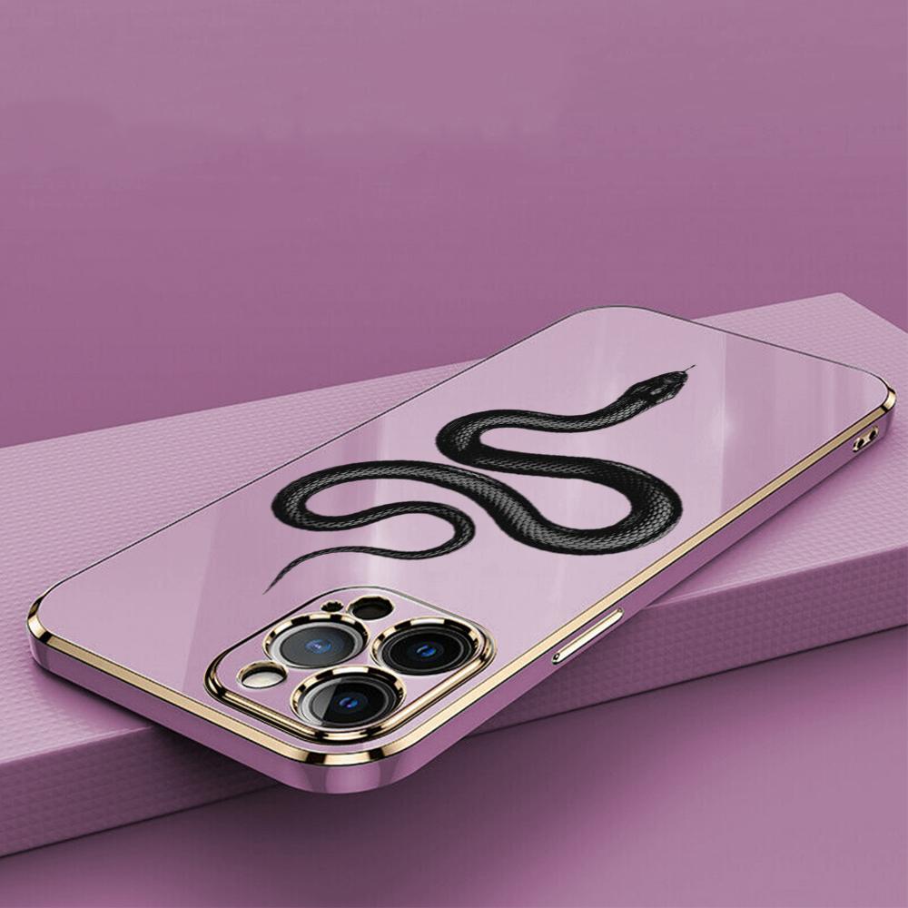 N71 Black Gold Snake Plating Edge Myk TPU telefonvesker for Samsung A54 A13 A14 S24 Plus S23 Ultra S20 S21 FE A55 A05 A52s Støtsikkert deksel