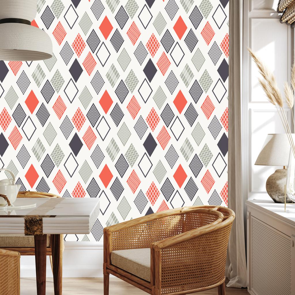 Geometric and colorful rhombus wallpaper for living room and bedroom 50x1000