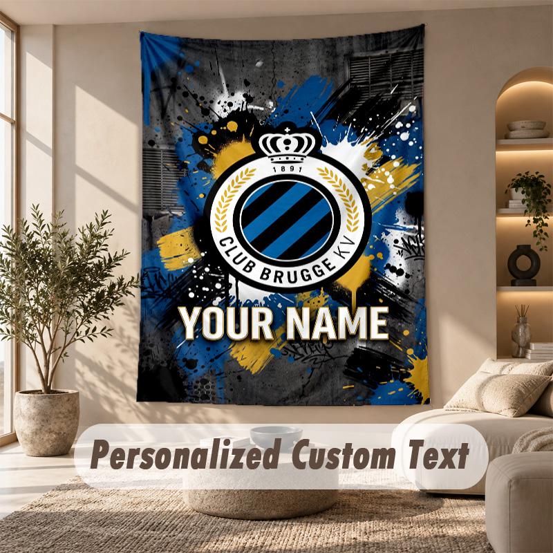Tapestry Custom Name Text, Wall Hanging Tapestry Home Room DecorClub Brugge FC