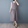 Dimanaf 2025 New Summer Women Plus Size Loose Vintage Dress Sleeveless Basic Sundress Casual Long Dress Maxi