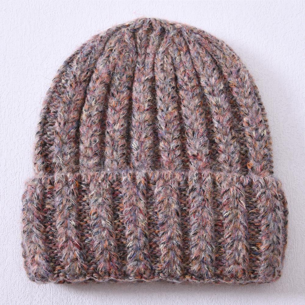 Men's and Women's Knitted Hats, Wool Mixed-color Striped Hats, Autumn and Winter Soft Waxy Wool Hats, Outdoor Warm and Windproof Sources