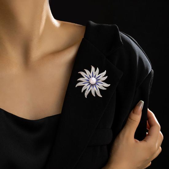 Sonnenblumen-Form Brosche für Damen, Strasssteine eingelegte Brosche für Kleid, Mantel, Schal, Vielseitiges Broschen-Accessoire für Mutter, Hochzeit