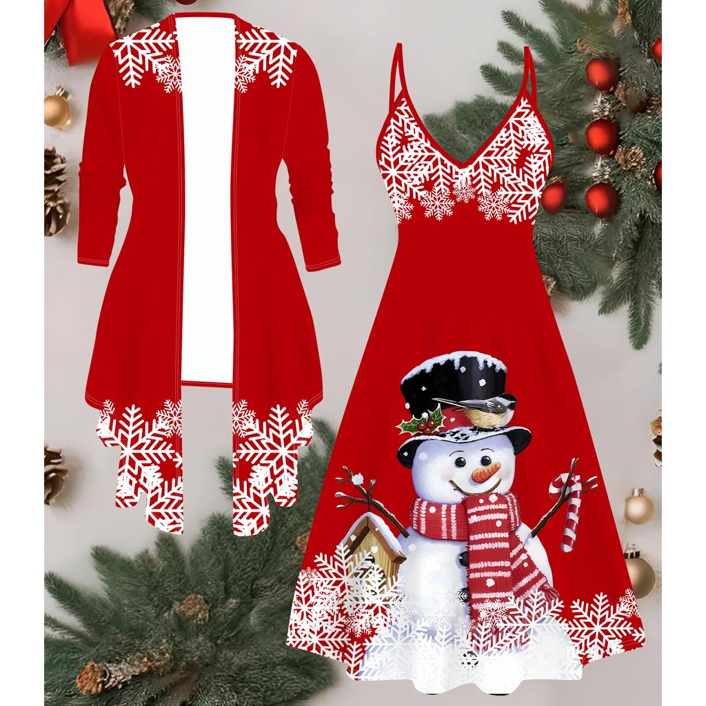 3D  Christmas Printed  Set Dress Coat for Valentine's Day, Eccentric Classical Totem Fashion Print,suitable for Various Scene Fashion Styles