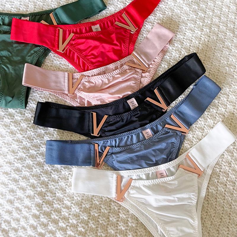 Frauen Sexy Höschen Sommer Seide G-String Mode V Wort 6 Farbe Unterwäsche Nahtlose Atmungsaktive Thongs Damen Dessous Dessous