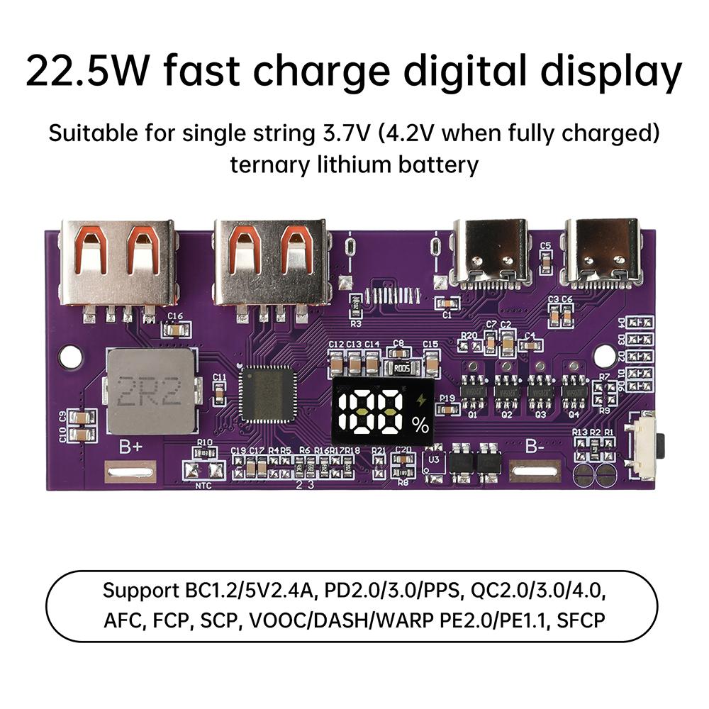 22.5W Charging Treasure Motherboard Fast Charging Mobile Power Module DIY 3.7V Lithium Ternary Motherboard QC4+ PD3.0