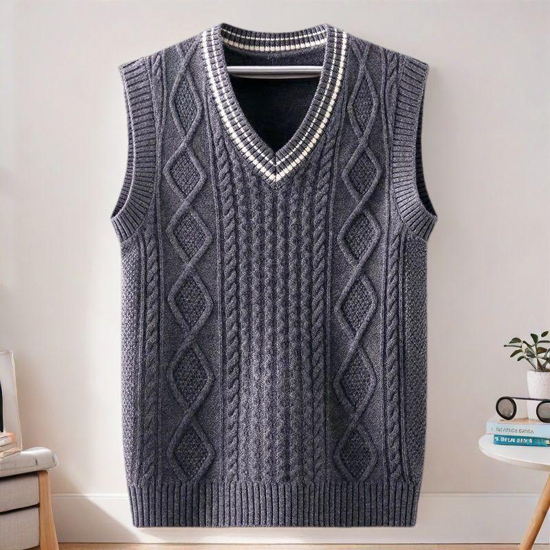 Spring Autumn Sweater Vest Men's V-neck Striped Knitted Sweater Vest Preppy Style School Uniforms