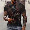 Samurai 3D Printed Short Sleeved T-shirt Summer Breathable Polyester Simple Round Neck Top