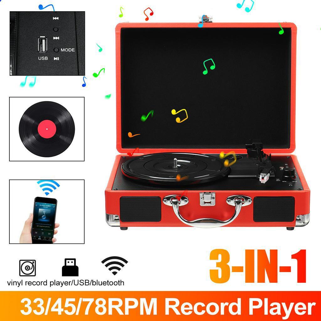 33 45 78 RPM LP Plattenspieler Wireless USB Bluetooth Antikes Grammophon Plattenspieler Disc Vinyl Audio Ausgang