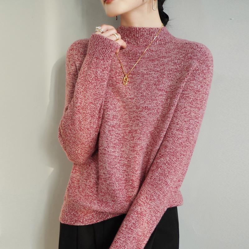 The New Long-sleeved Sweater Top with A Semi-high Neck and A Base Layer Makes You Look Slimmer and More Fashionable In Spring and Autumn