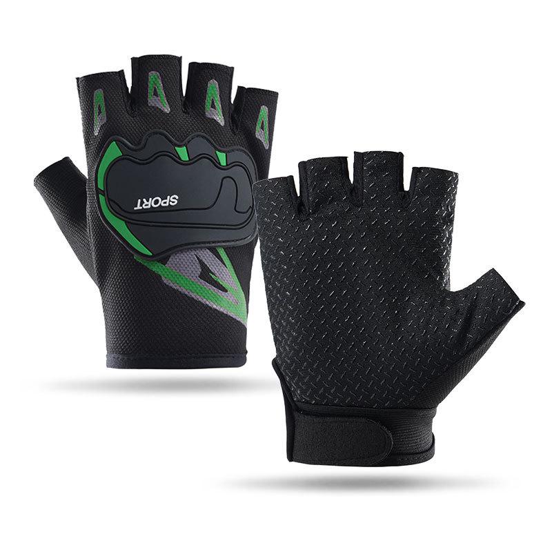 

Велоперчатки Мужские мотоциклетные защитные перчатки с половиной пальцев Летние нескользящие износостойкие локомотивные спортивные перчатки против падения для фитнеса average size