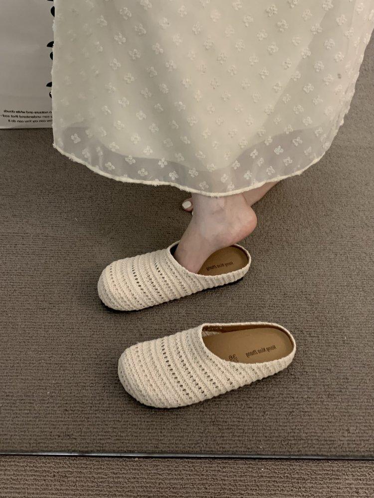 Late evening wind platform bohemian boken shoes women's outer wear 2025 spring and summer vacation one pedal bag head half drag single shoes