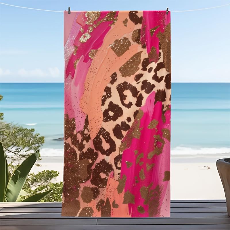 

Orange and gold gradient leopard print polyester microfiber beach towel is highly absorbent, suitable for swimming beach outings W40*H60(CM)