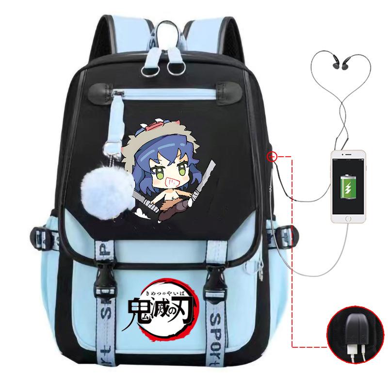 Ghost Annihilation Blade Grade 3-6 Junior High School Student High School Student School Bag Strap USB Multifunctional Backpack