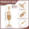 1Pair Alloy Rhinestone Dangle Stud Earrings, with Plastic Imitation Pearl, Wine Glass , Golden, 63.5x14.5mm