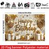 2D Shiny Gold Themed Birthday Photo Booth Background Cloth