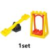 Store byggeklosser Slide Swing Seesaw Park Lekeplass Series Large Pillar Murstein Barn Barn Pedagogisk Leke Kompatibel Duploe