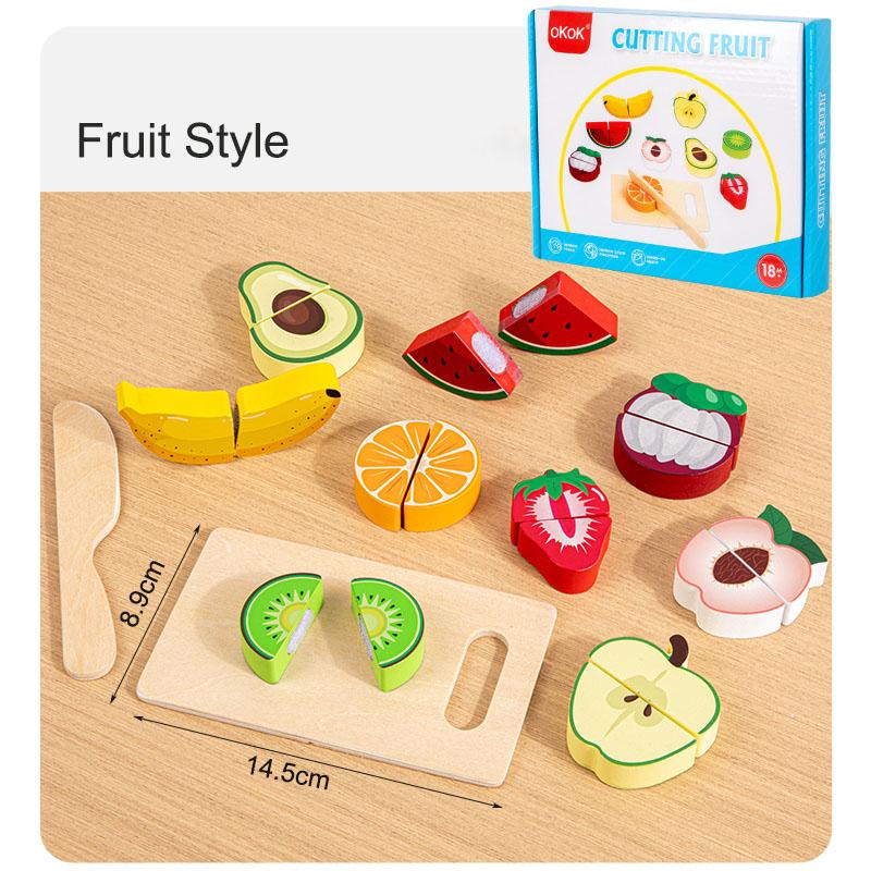 Educational Accessories Wooden Kitchen Pretend Toy Simulation Cutting Fruit Food Game Velcro Play Kitchen Montessori Toy For Kid