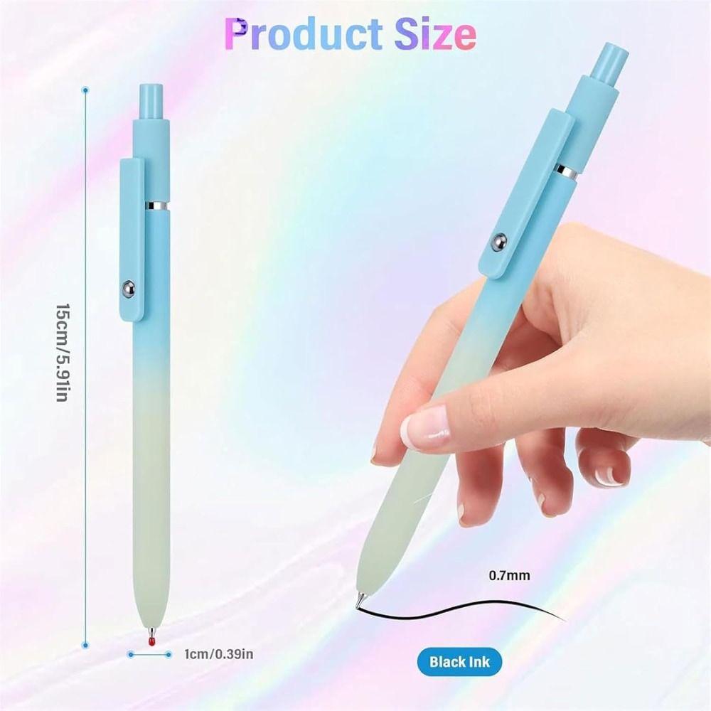 5/6Pcs Gifts Aurora Gradient Color Gel Ink Pens Low Center Gravity 0.5mm Signature Pens Push-type Quick Drying School Supplies