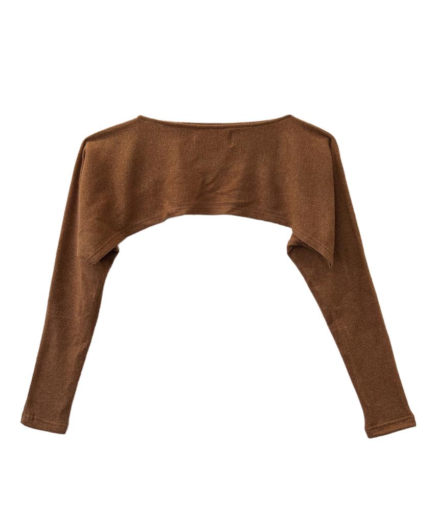 SETSETSET Fingerhole Two-Way Knit Bolero Camel