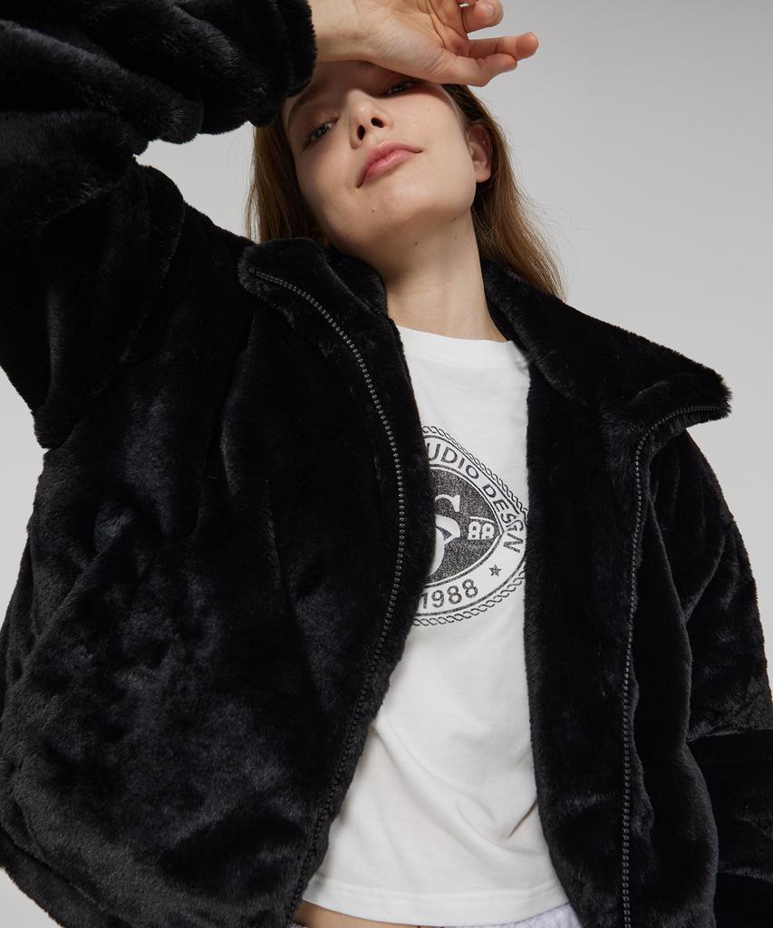 Awesome Studio Women'S Mink Fur High-Neck Jumper Black