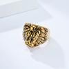 Punk Vintage Lion Shaped Ring for Men Stainless Steel Ring PVD Gold Plated Jewelry New