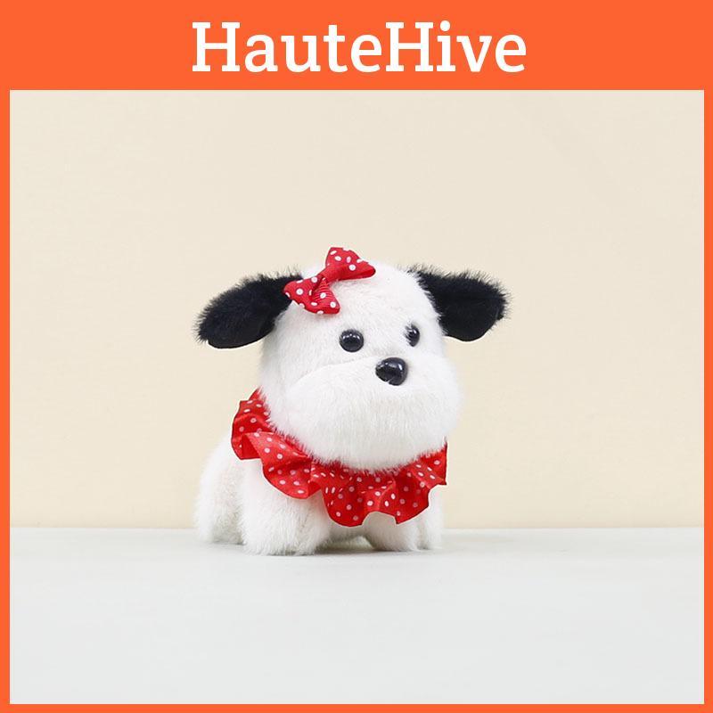 Cartoon Lovely Dog Keychain Plush Toy With Soft Fabric And Adorable Bow Detail