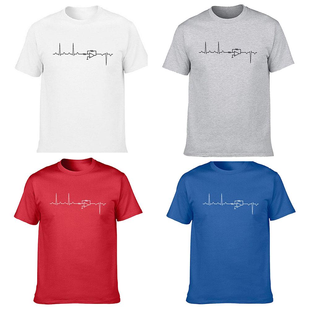Electrical Engineering Heartbeat Funny T Shirts Graphic Streetwear Short Sleeve O-Neck Harajuku  T-shirt Mens Clothing