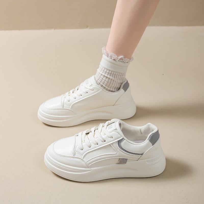 

Academy style solid color white shoes women s new lace-up casual shoes women s versatile fashion low-top simple board shoes 40