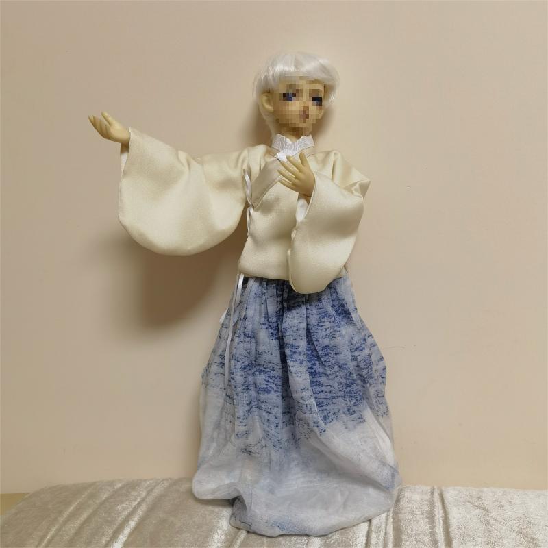 B 1/4 Scale Hanfu Doll Clothes - Ming Dynasty Style Cross-Collar Jacket with Pipa Sleeves, Multi-Color.