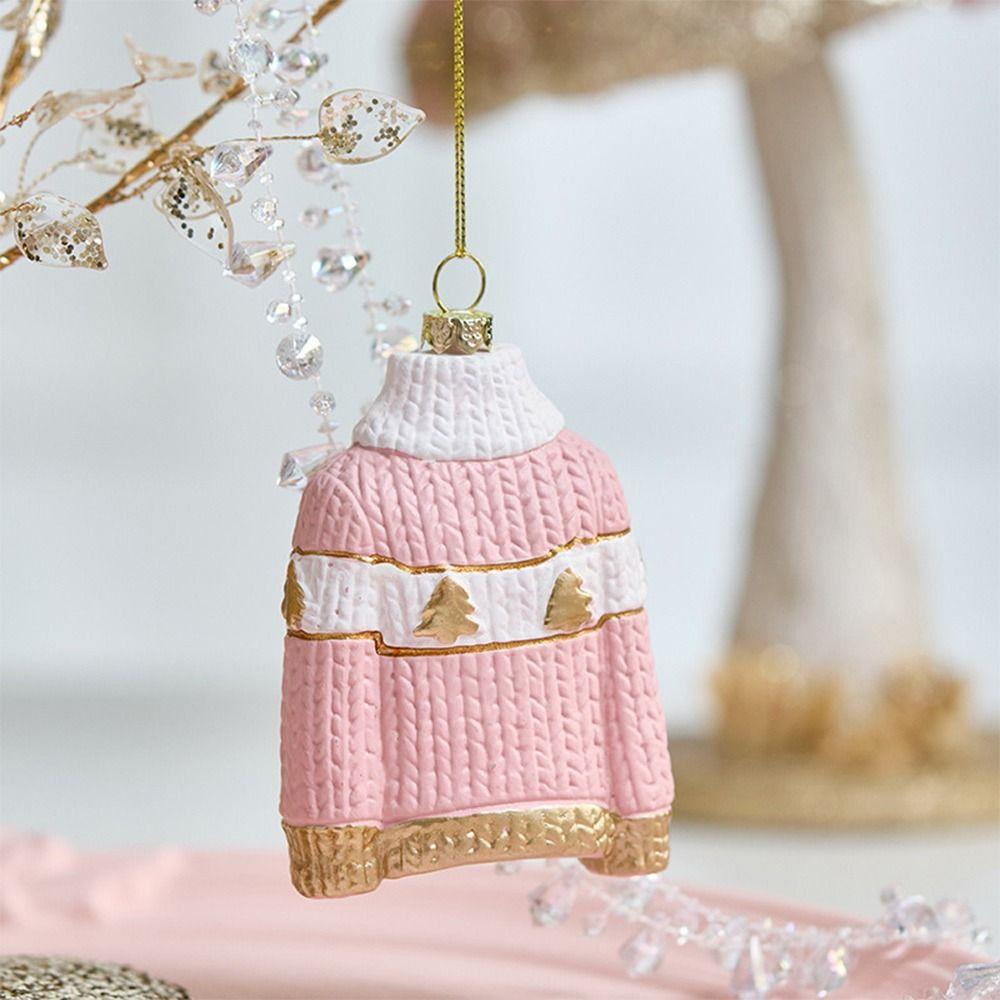 Pink Christmas Hanging Decoration Wreath Car Plastic Xmas Ornament Ball Party Supplies Gift Box Xmas Baubles Christmas