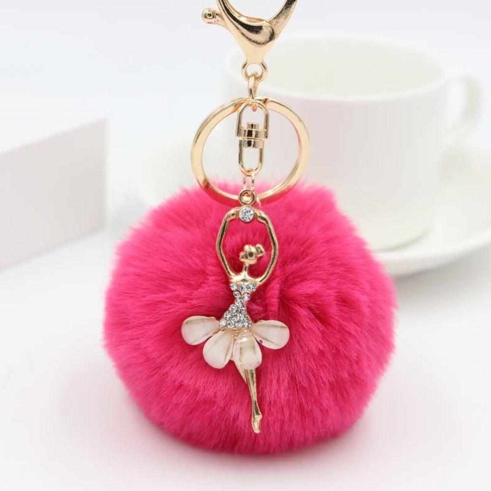 Fake Fur Key Chain Fur Ball Keyring Ballet Angel Girl keychain Little Angel Car keychain