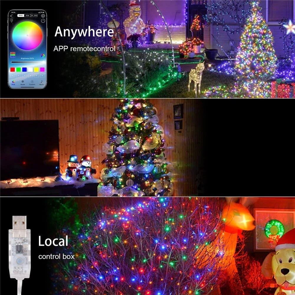 Smart USB Bluetooth App Control LED String Light Waterproof Outdoor Fairy Lights For Party Christmas Tree Lights Wedding Decor