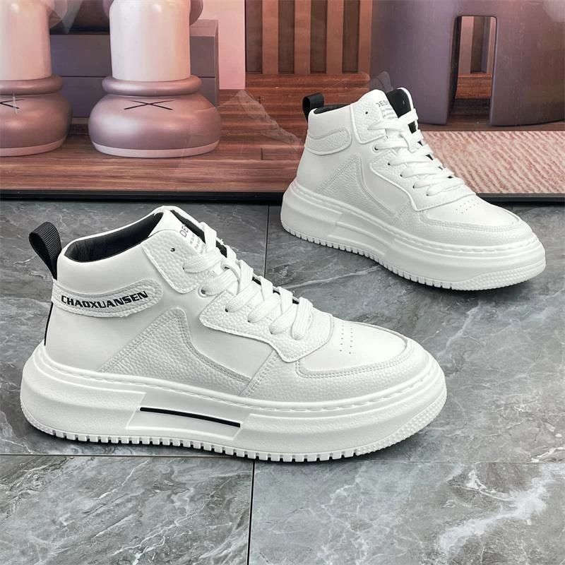 

Мужская обувь Putian весна молодежная aj повседневная спортивная маленькие белые туфли ученики средней школы кожаная поверхность толстая подошва средняя высота голенища баскетбол бо 39 белый